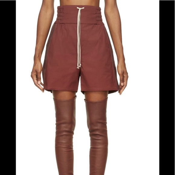 Rick Owens Pants - Rick Owens Runway Designer Oxblood Leather Shorts